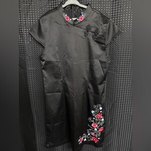 Limited Too Black Dress with Pink and Blue Embroidery